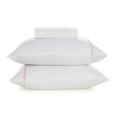Lençol com Elástico e Fronhas 100% Algodão Noah Branco/Rosa Giz
