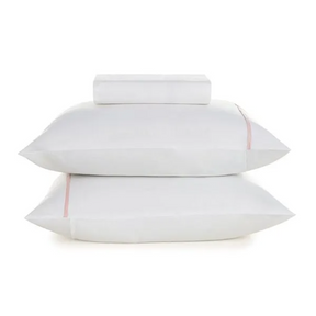 Lençol com Elástico e Fronhas 100% Algodão Noah Branco/Rosa Giz