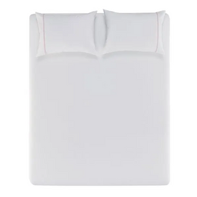 Lençol com Elástico e Fronhas 100% Algodão Noah Branco/Rosa Giz