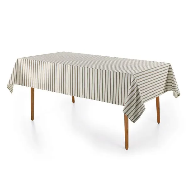Toalha de Mesa Retangular Zaira Branco/Taupe