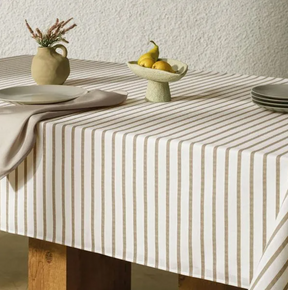 Toalha de Mesa Retangular Zaira Branco/Taupe