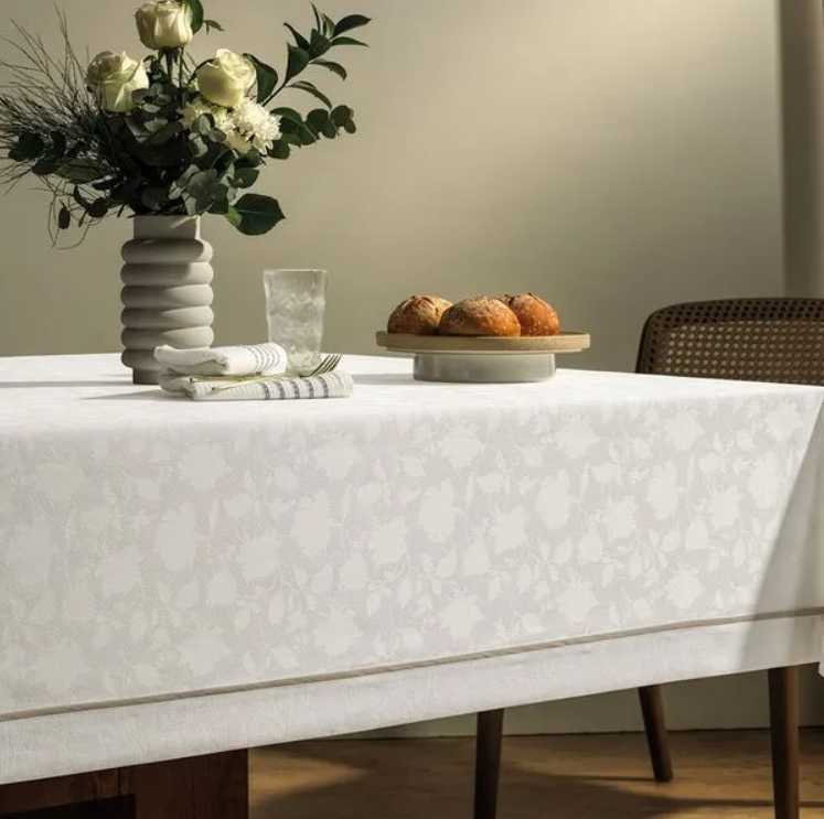 Toalha de Mesa Retangular Antoni Cinza/Branco