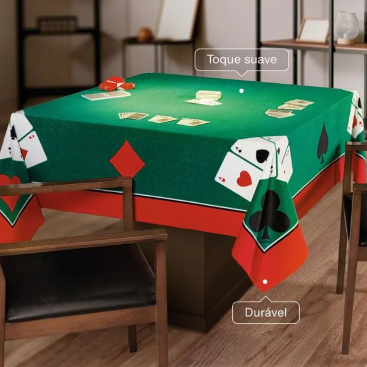 Kit Toalha de Mesa Aveludada para Baralho com Cartas